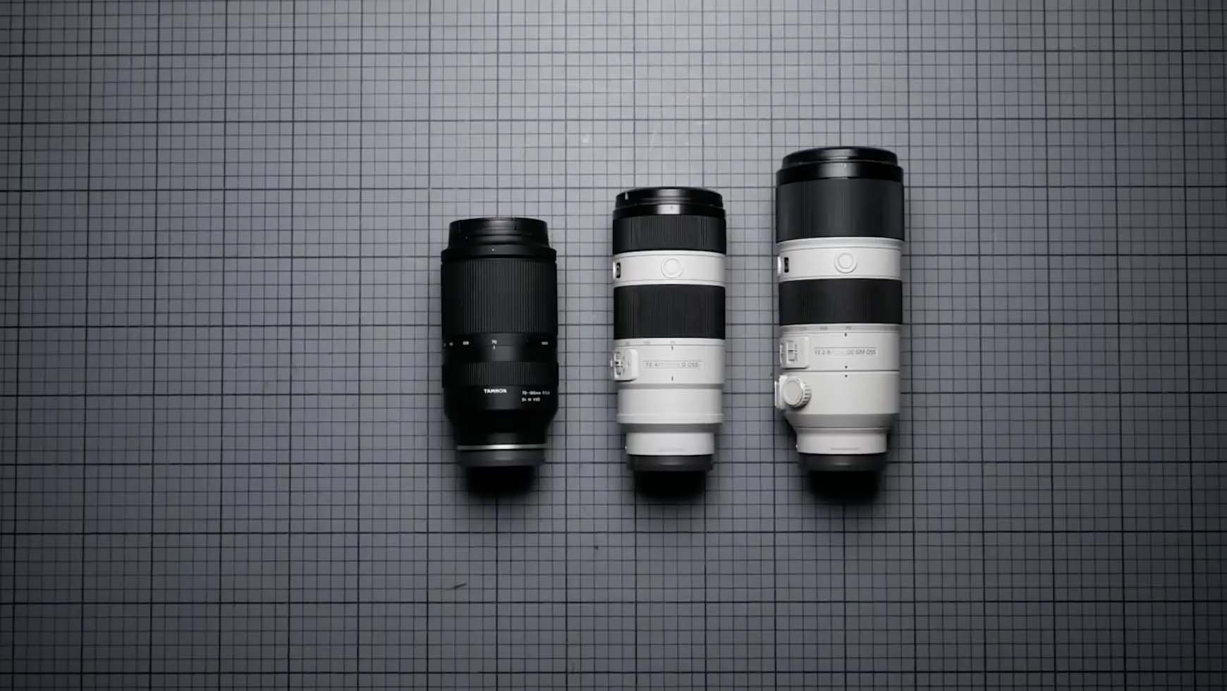 Tamron 70-180 f/2.8, Sony 70-200mm f/2.8, and Sony 70-200mm f/4 Size Comparison