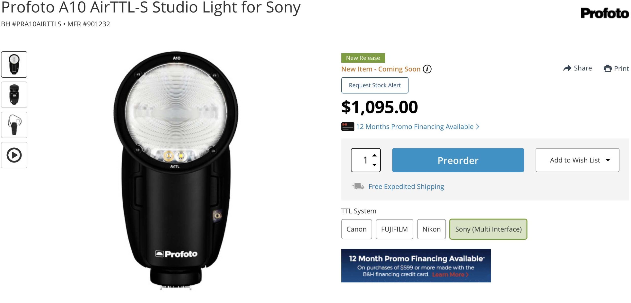 New Profoto A10 AirTTL-S Studio Light For Sony With Bluetooth