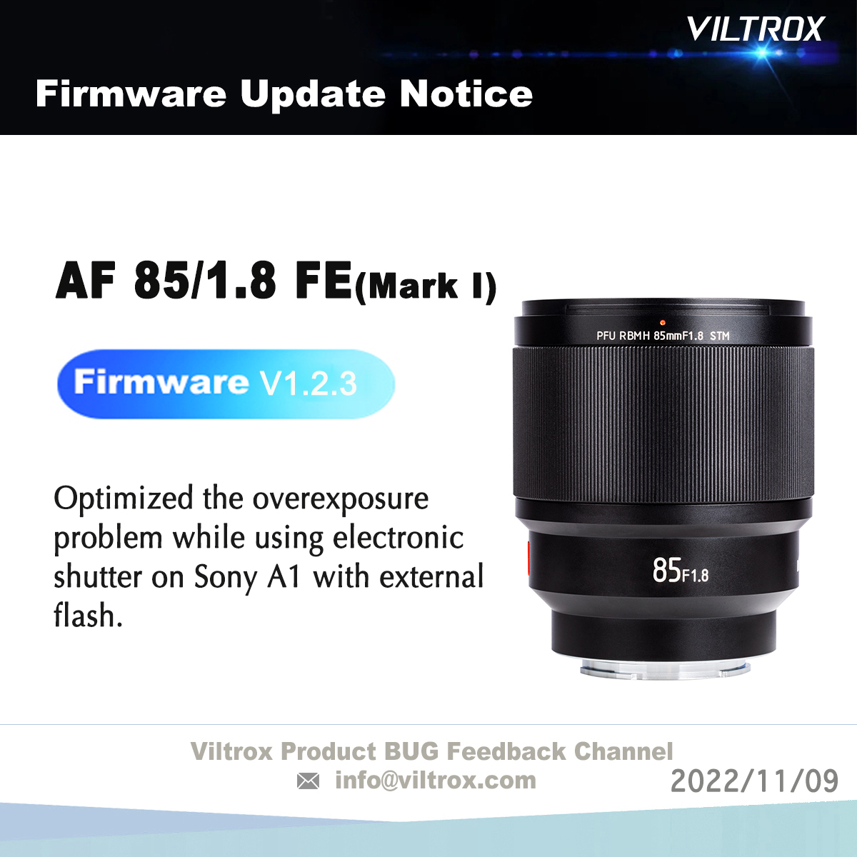 Klaar schroef Onderbreking Viltrox 85mm AF f/1.8 V1 Firmware Update For Sony A1 - Sony Addict