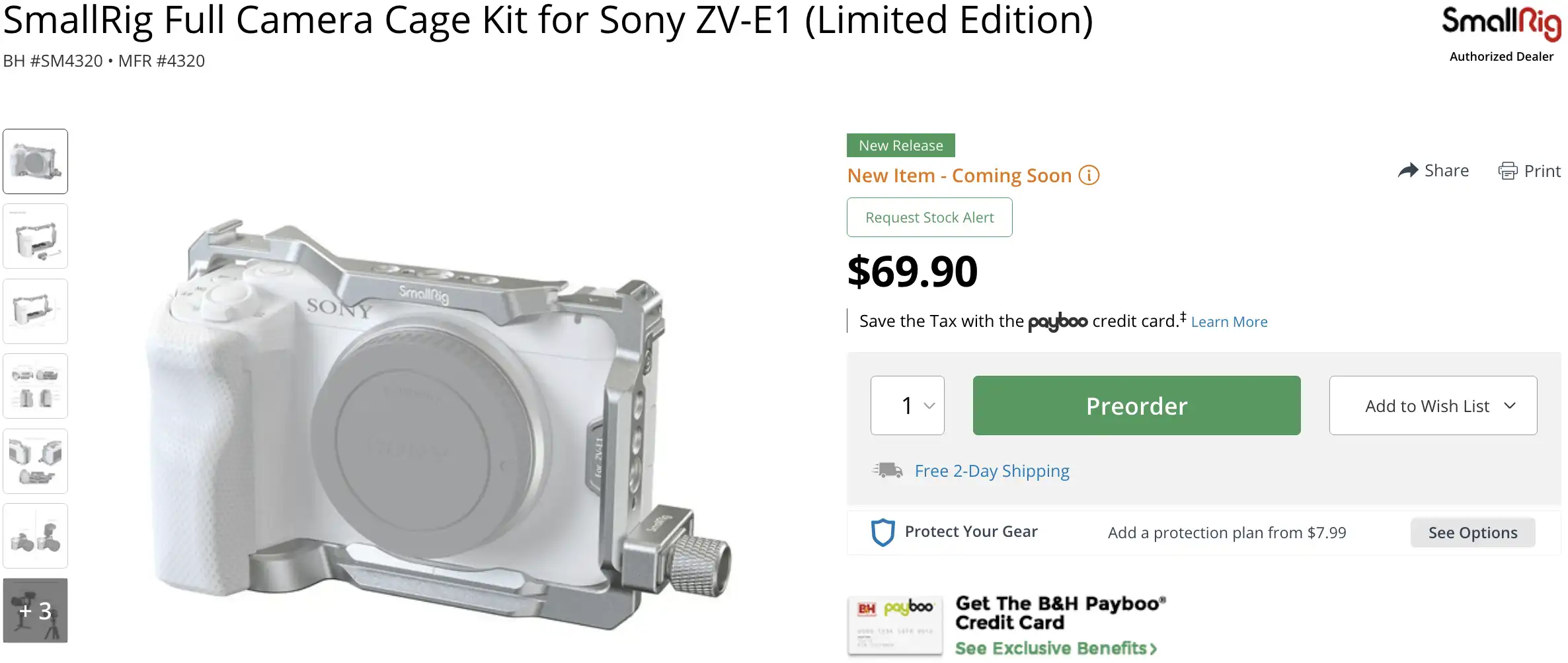 SMALLRIG Piastra Base LITE Per Sony ZV-E1: Impugnatura Ergonomica Con Sgancio Rapido Arca-Swiss