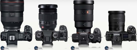 Size Comparison Canon EOS R vs Fujifilm X-H1 vs Sony a7RIII vs